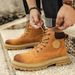 European Warm Series Men's Martin British Style High-top Work Autumn Yellow Boots Big Toe Couple Shoes Height Increasing_vogvips.com
