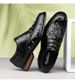 Men's Leather Shoes Low-top Leather Embossed Crocodile Grain Hole Casual Shoes Wooden Root Single Men's Shoes_vogvips.com