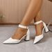 Fashionable Versatile Women's Shoes Summer Chunky Heel Buckle Pointed Toe Solid Color Comfortable Skirts Wear_vogvips.com