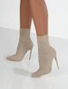 Autumn New Knitted Stretch Pointed Toe Low Tube Short Large Size Thin Super High Heel Sock Boots_vogvips.com
