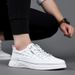 New Genuine Leather White Low-top Fashionable Young Sports Casual Men's Sneakers, Same Style As Seen On Live Broadcasts_vogvips.com