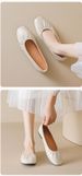 French Retro Soft-soled Ladyshoes Gentle Temperament Pleated Silver Light Mouth Flat-soled Single Shoes Women_vogvips.com