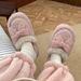 for Women Winter Cute Bowknot Thick Sole Home Non-Slip Couple Cotton Thickened Maternity Slippers_vogvips.com