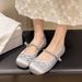 Evening Breeze French Style Rhinestone One-Strap Mary Jane Flats Ballet Early Spring New Soft Sole Women's Shoes_vogvips.com