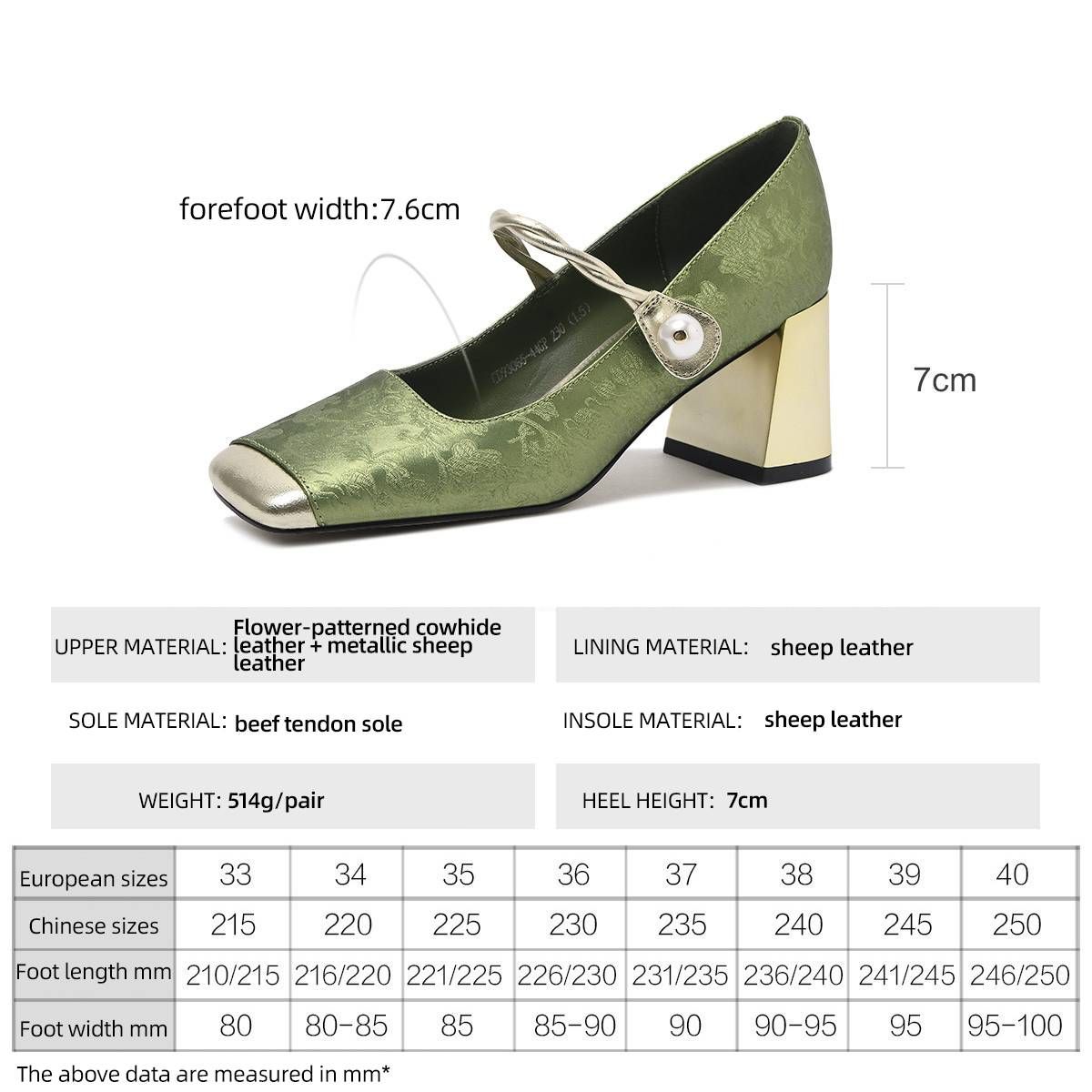 Cameido Green Chinese-style High-heeled Single Shoes For Spring And Summer_vogvips.com
