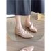 Elegant Mary Jane Flats – Pointed-Toe Bow Detail Suede Pumps With Low Block Heel For Office & Casual Wear Hidden Wedge Heel, Fashionable_vogvips.com