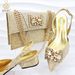 Women's shoe bag set gold pointed low heel rhinestone metal buckle decoration suitable for banquets and everyday_vogvips.com