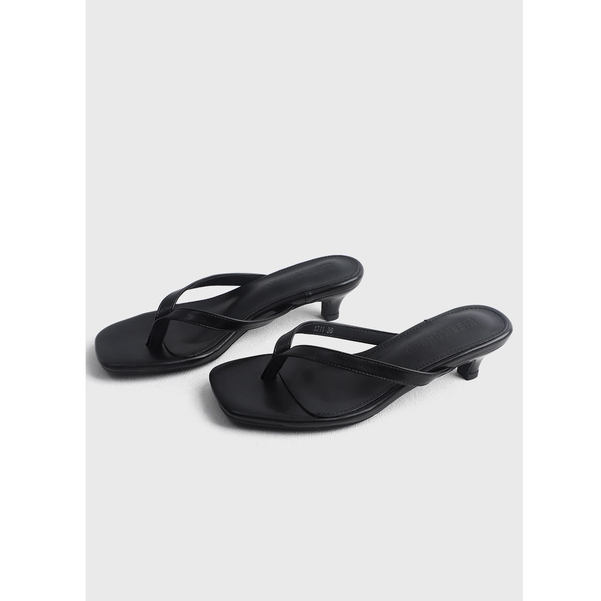 Genuine Leather Kitten Heel Flip Flops for Women Fashionable Thong High Heeled Sandals French Style Sheepskin Version in Stock_vogvips.com