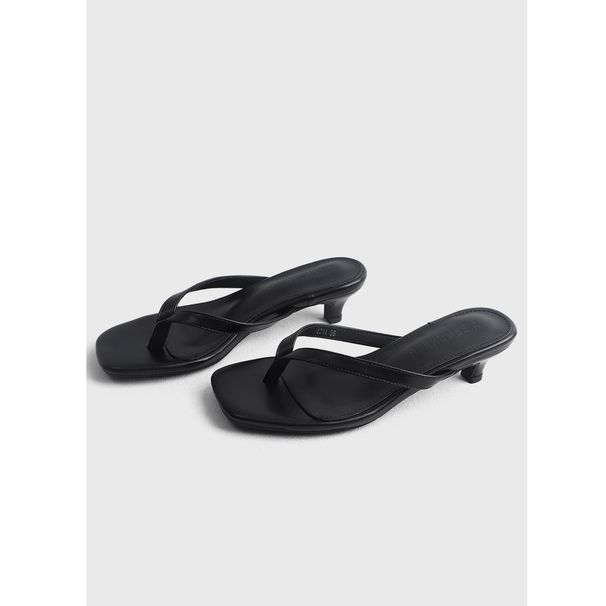 Genuine Leather Kitten Heel Flip Flops for Women Fashionable Thong High Heeled Sandals French Style Sheepskin Version in Stock_vogvips.com