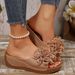 plus Size Women's Floral Platform Sandals Summer 2025 Thick Sole European Style Wedge Slippers for Ladies Size 43_vogvips.com
