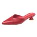 Pointed Toe Low Heel Mules For Women 2019 New Korean Fashion Fitting Room Style_vogvips.com