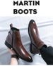 2025 Large-size Men's Boots, British Style, Fashionable High-top Leather Shoes, Side Zippers, Mid-top, Gentlemanly_vogvips.com