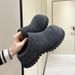 Designer Style Cloven-toed Birkenstocks With Pile And Height Increase, Retro Round Head, Plush Bun-style,half Slippers For Women, Can Be Worn Outside._vogvips.com