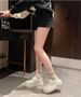 Luji Platform White Sneakers For Women, Popular Online, Suitable For All Occasions, Cross-shaped Bread-shaped Design, Comfortable And Stylish._vogvips.com