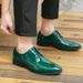 Euro Step 2025 Green Men Brogue British Style Wedding Groom New Large Size Leather Shoes_vogvips.com