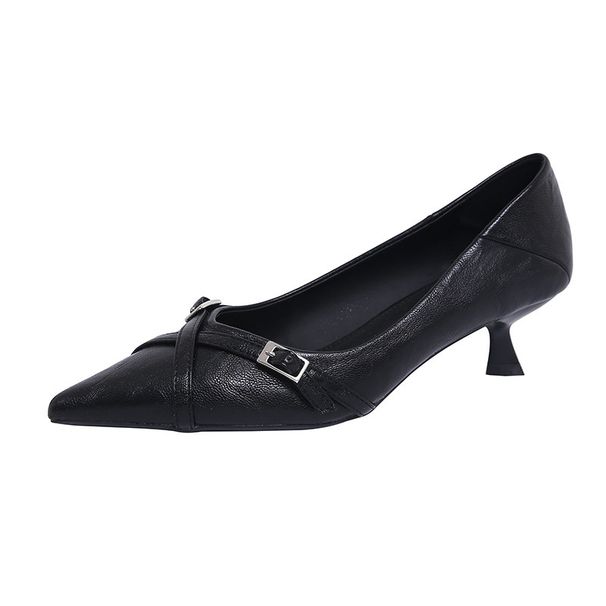 European And American Fashion Single Niche Design Cross Strap High Heels Women's Autumn New Style Elegant Sexy Black_vogvips.com