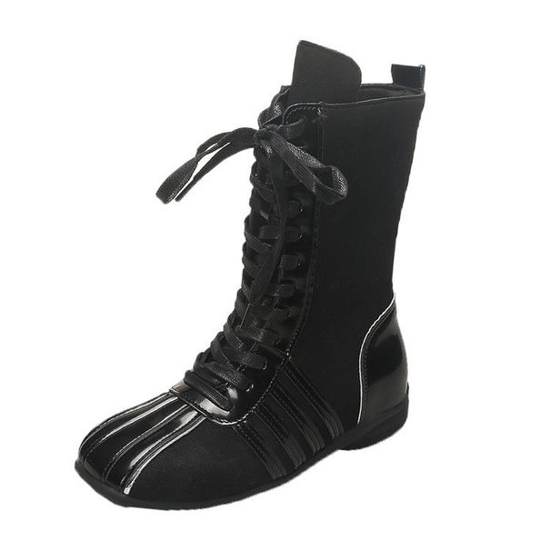 Women Boxing Boots Korean Niche Sport Style Martin For Women 2025 Autumn Winter Brown Boxing Shoe Genuine Leather Lace-Up Flat Short_vogvips.com