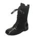 Women Boxing Boots Korean Niche Sport Style Martin For Women 2025 Autumn Winter Brown Boxing Shoe Genuine Leather Lace-Up Flat Short_vogvips.com