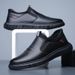 Euro Step Spring And Autumn New Business Casual Slip-On One-Step Men's Dad Leather Shoes_vogvips.com