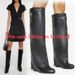 【Pre-sale | Ships In 15 Days】Vintage Large Round Pointed High Heel Metal Lock Wedge Pants Boots Plus Size Sleeve_vogvips.com