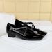 8292-2 Korean Version Fashion Date Cross Straight Belt Women's Shoes Square Toe Thick Heel Metal Shiny Surface Patent_vogvips.com