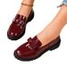 New Patent Leather Shiny Surface Tassel Mid Heel Loafers In Plus Size Fashionable Casual Single Shoes_vogvips.com