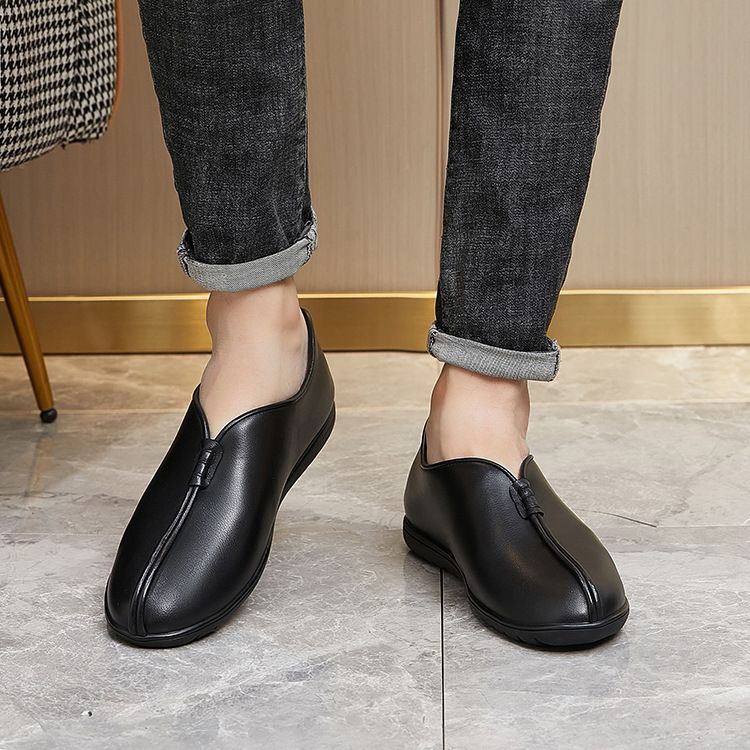 Shoe Shop Genuine Leather Slip-On Soft Sole Pure Loafers First Layer Cowhide Casual Men's Shoes_vogvips.com