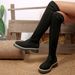 Women's Slimming Over The Knee Boots Round Toe Back Lace Up Plus Size Winter New Style_vogvips.com
