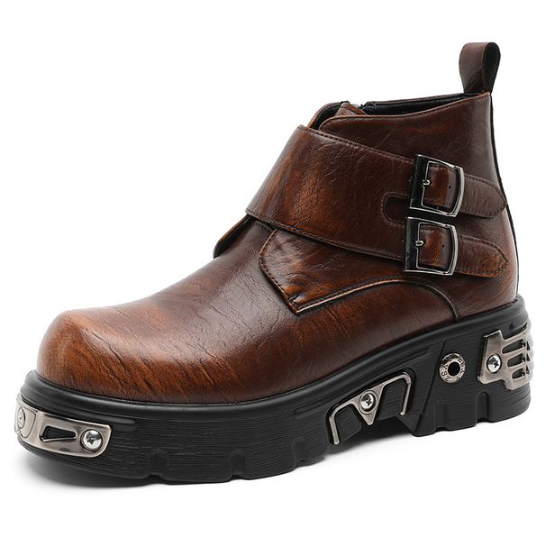 Gothic Retro Metal Punk Style Martin Boots Thick-soled Heightening Tooling Boots Men's Boots_vogvips.com