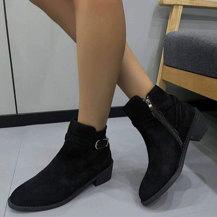 ShoeVault Cross-Border Foreign Trade Plus Size Elegant For 2024 Autumn New European And American Retro Pointed Toe Short Boots_vogvips.com