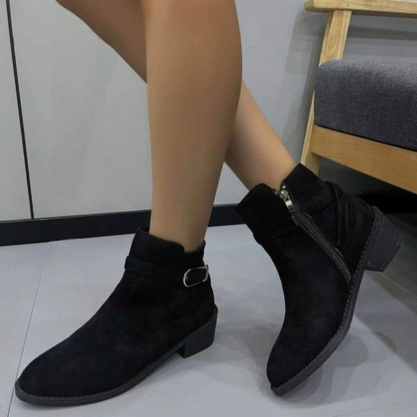 ShoeVault Cross-Border Foreign Trade Plus Size Elegant For 2024 Autumn New European And American Retro Pointed Toe Short Boots_vogvips.com