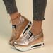 Casual Plus Size Fashionable For Women, 2025 Autumn New Item, Sponge Cake Thick Sole, And Shiny Sports Single Shoe_vogvips.com