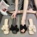 Trendy Square-toed Bowknot Slippers Women, Fashionable And Versatile For Summer Outings, Low-heeled, Non-slip,_vogvips.com
