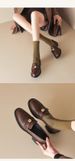 One-pedal Small Leather Shoes Medium Heel Single Shoes Thick Heel Loafers Women's Shoes_vogvips.com