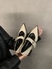 Vintage Pointed-Toe Mary Jane Pumps Women's British Style Flats Chunky Heel Shoes For Spring Autumn French Fashion_vogvips.com