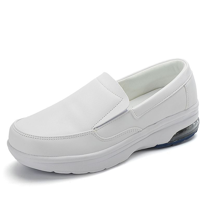 New Solid Color Round Head Low Top Leisure Small White Shoes Nurse Shoes Cushioned Leisure Loafers_vogvips.com