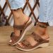 New Plus Size Shoes For Summer, New Women's Casual Flower Wedge Heel One Line Beach Sandals_vogvips.com