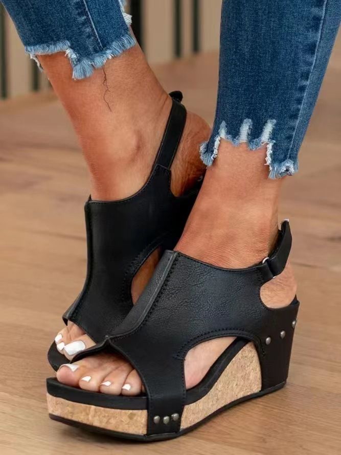 European And American Cross-border Direct Supply Foreign Trade Large Size 43 Wish Women's Wedge Heel Peep-toe_vogvips.com