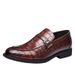 Suitable For All Seasons 2024 New Men's Leather Business Formal Casual Crocodile Pattern British Korean Style Pointed Toe Large Size Shoes_vogvips.com