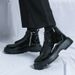 European Warm Series Martin British Style High Dark Series Shiny Leather Thick Sole Height Increasing Mid Top Inner Side Zipper Short Boots_vogvips.com