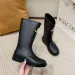 Brand Designer Square Toe Rain Boots Heel Thick Sole Ankle Women's Rubber Boot_vogvips.com