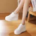 Leisure Genuine Leather White Women Breathable Sneakers Heightened Platform Casual Vulcanize S Shoes_vogvips.com