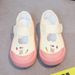 Girls' Casual Canvas Sneakers – Lightweight Low-Top Slip-On With Hook & Loop Strap (Beige, Cartoon Print, Soft Rubber Sole)_vogvips.com