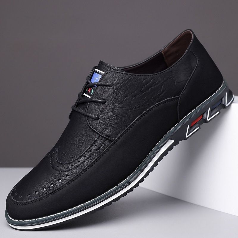 Men's Brogue Leather Shoes Business Casual Oxford Shoes With Comfortable Sole_vogvips.com