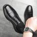 Men's Black Leather Oxford Shoes Comfortable Sole British Style Square Toe Formal Casual Shoes_vogvips.com
