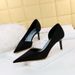 6168-A1 Fashion Sexy Slim Thin High Heel Shallow Mouth Pointed Fabric Side Hollow Women's Single Shoe_vogvips.com