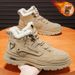Men's Winter Fleece-Lined Martin Boots, Men's British Retro High-Top Work Shoes, Thickened Warm Cotton Short Boots_vogvips.com