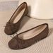 In-stock, Exclusively For Plus-size Women, Black Suede Bowknot Ballet Flats, Casual Shoes With Shallow Cut And Soft Sole_vogvips.com