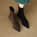 Cuishenhao Chunky Heel Stretch Suede Slim 2025 New Autumn Winter Slimming Back Zipper Bare French Pointed Toe Short Boots For Women_vogvips.com
