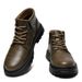 Martin Boots Men's High-top Wind Large Size Tooling Boots Fleece Warm Snow Boots Genuine Leather Black Men's Shoes_vogvips.com